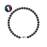 Bracelet NOELYSE | Argent & Perles Noires | 5/6 mm | Fermoir Mousqueton