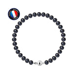 Bracelet NOELYSE | Argent & Perles Noires | 6/7 mm | Fermoir Boule