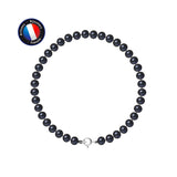 Bracelet NOELYSE | Argent & Perles Noires | 5/6 mm | Fermoir Anneau
