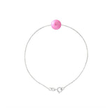 Bracelet Chaîne Forçat - Perle de Culture Rose Fushia