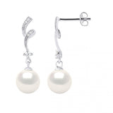 Boucles d'Oreilles "FANTAISIES" avec Perles Blanches et Oxydes de Zyrconium