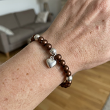 Bracelet Coeur Porte Bonheur - Perle d'Eau Douce Chocolat