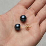 Puces d'oreilles NOELYSE | Or Jaune & Perles noires