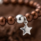 Bracelet Etoile Porte Bonheur - Perle d'Eau Douce Chocolat
