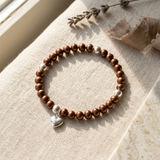 Bracelet Coeur Porte Bonheur - Perle d'Eau Douce Chocolat