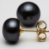 Puces d'oreilles NOELYSE | Or Jaune & Perles noires