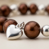 Bracelet Coeur Porte Bonheur - Perle d'Eau Douce Chocolat