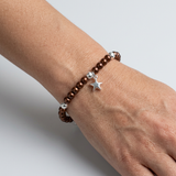 Bracelet Etoile Porte Bonheur - Perle d'Eau Douce Chocolat
