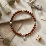 Bracelet Etoile Porte Bonheur - Perle d'Eau Douce Chocolat
