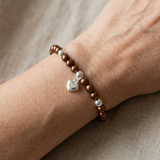 Bracelet Coeur Porte Bonheur - Perle d'Eau Douce Chocolat