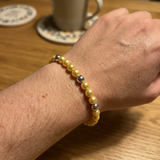 Bracelet Porte Bonheur - Perles d'Eau Douce Dorées & Blanches