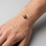 Bracelet VÉRANIA | Argent & Perle Noire de Tahiti