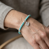 Bracelet Porte Bonheur Trêfle - Perles d'Eau Douce Bleu Turquoises
