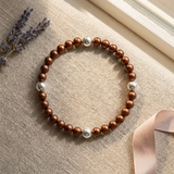 Bracelet Porte Bonheur - Perle d'Eau Douce Chocolat & Blanche