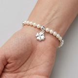 Bracelet Porte Bonheur Trêfle - Perles d'Eau Douce Blanches