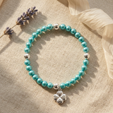 Bracelet Porte Bonheur Trêfle - Perles d'Eau Douce Bleu Turquoises