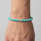 Bracelet Porte Bonheur - Perles d'Eau Douce Bleu Turquoises