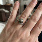 Bague LYSANDRA | Or Blanc & Perle de Tahiti