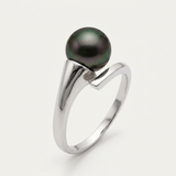 Bague SERENITY | Or Blanc & Perles de Culture Black Tahiti
