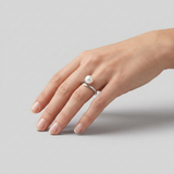 Bague SERENITY | Or Blanc & Perle de Culture Rose