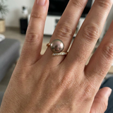 Bague ISODORA | Or Jaune, Diamants & Perle de Tahiti