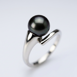 Bague SERENITY | Or Blanc & Perles de Culture Black Tahiti