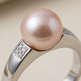 Bague IRINA | Or Blanc & Perle de Culture Rose - 8/9mm