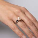 Bague IRINA | Or Blanc & Perle de Culture Rose - 8/9mm
