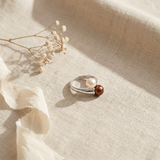 Bague TOI & MOI | Argent, Perles de Culture Blanche & Chocolat