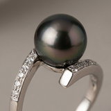 Bague LYSANDRA | Or Blanc & Perle de Tahiti