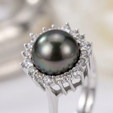 Bague FÉLICIA | Argent & Perle noire de Tahiti
