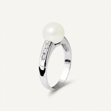 Bague ARIANE | Or Blanc, Diamants & Perle de Culture Blanche