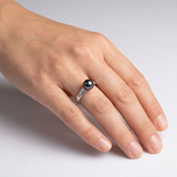 Bague ARIANE | Or Blanc, Diamants & Perle de Tahiti