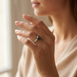 Bague ARIANE | Or Blanc, Diamants & Perle de Tahiti