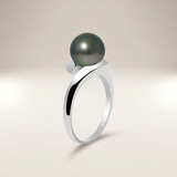 Bague AYA | Or Blanc & Perle de Tahiti