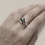 Bague AYA | Or Blanc & Perle de Tahiti
