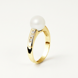 Bague ARIANE | Or Jaune, Diamants & Perle de Culture Blanche