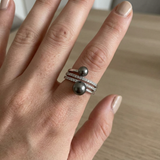 Bague TOI & MOI | Argent & Perles de Culture Black Tahiti