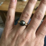 Bague ARIANE | Or Jaune, Diamants & Perle de Tahiti