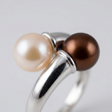 Bague TOI & MOI | Argent, Perles de Culture Blanche & Chocolat