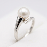 Bague SERENITY | Or Blanc & Perle de Culture Rose