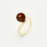Bague ELISE | Or Jaune & Perle de Culture Chocolat