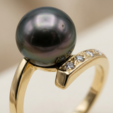 Bague ISODORA | Or Jaune, Diamants & Perle de Tahiti