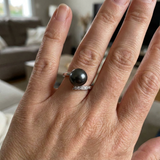 Bague LYSANDRA | Or Blanc & Perle de Culture Black Tahiti