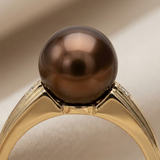 Bague IRINA | Or Jaune & Perle de Culture Chocolat - 8/9mm