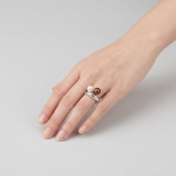 Bague TOI & MOI | Argent, Perles de Culture Blanche & Chocolat