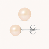 Boucle d'Oreilles Bouton AYA | Argent & Perles de Culture Roses 7/8mm