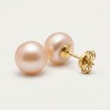Boucle d'Oreilles Bouton AYA | Or Jaune & Perles de Culture Roses
