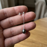 Boucle d'Oreilles Pendantes 3cm en Argent et Perles de Tahiti