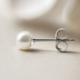 Boucle d'Oreilles Bouton AYA | Argent & Perles de Culture Blanches 5/6mm